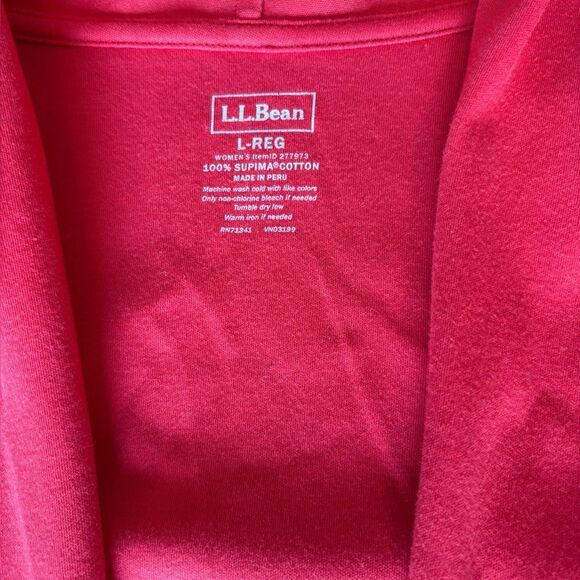 LL Bean Open Front Shawl Cardigan Sweater Supima Cotton Women Large Red - Picture 6 of 8